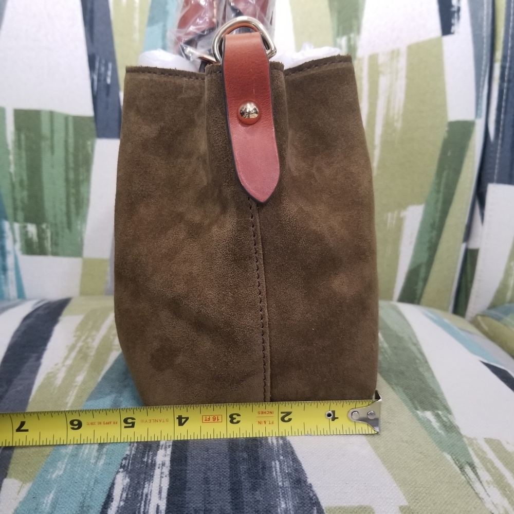 Dooney & Bourke Suede Mini Barlow Satchel In Olive Chic Purse Boho - Picture 5 of 13